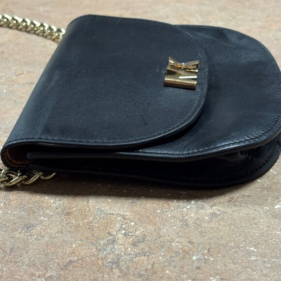 EXCELLENT Michael Kors Black Leather Chain-Belt Bag Fanny Pack MK Logo - Picture 5 of 13